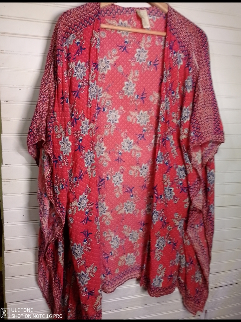 Japna Coral Floral Open Kimono Tunic
